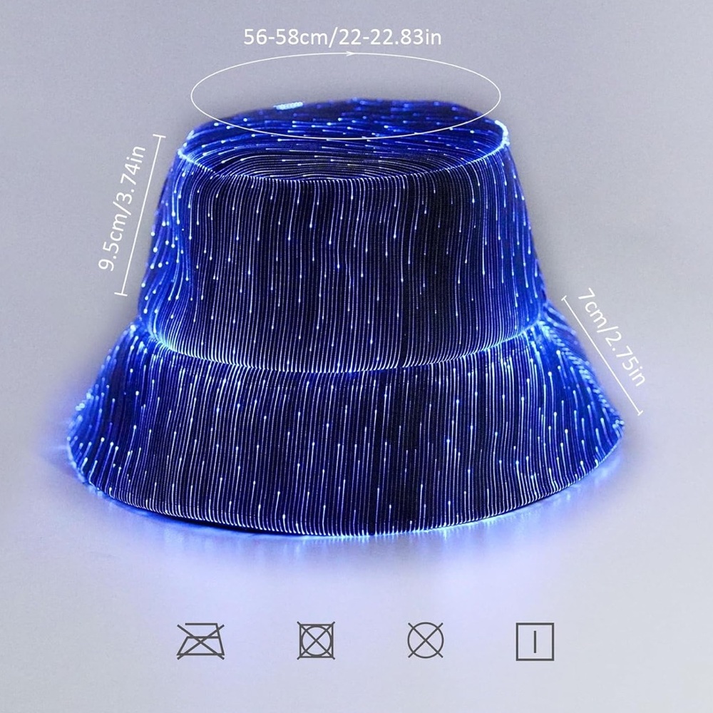NWT LED Rave Bucket Hat – Light Up 7 Colors USB Rechargeable Festival Cap - Picture 6 of 6